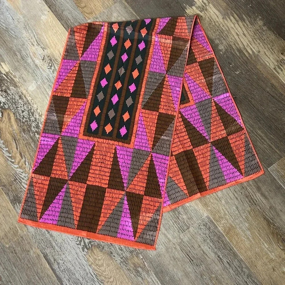 Vintage 60s Robinson Golluber Japanese Acetate Geometric Rectangular Scarf - Picture 2 of 6